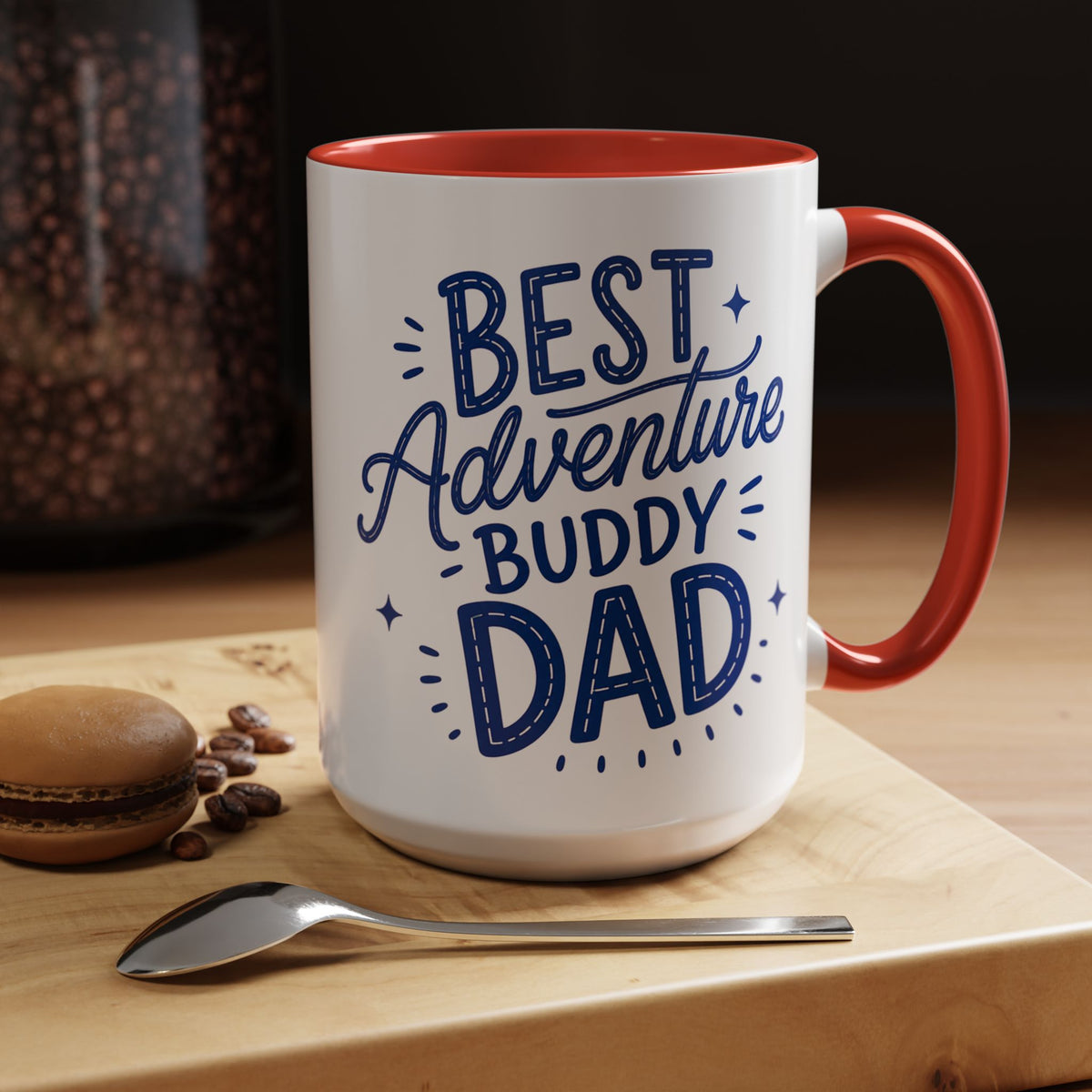 Best Adventure Buddy Dad Coffee Mug, Father's Day Gift from Kids, Travel and Hiking Outdoor Papa Ceramic Tea Cup with Black Handle