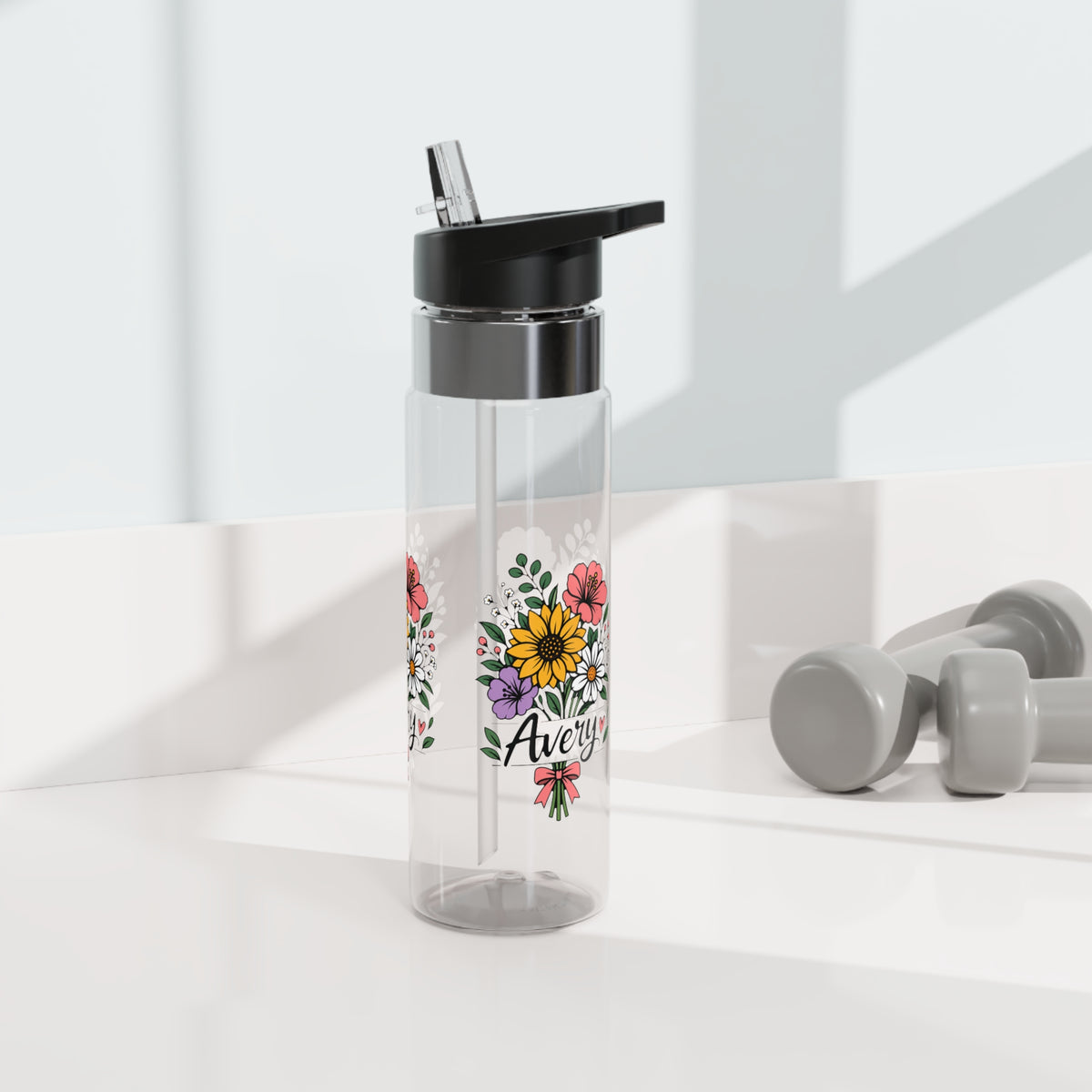 Personalized Water Bottle for Girls, Floral Reusable Drink Bottle, Custom Name Gift, Cute School Water Bottle, Hydration Bottle