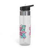 Personalized Pink Bow Water Bottle, Custom Name Drink Bottle for Girls, Cute Pastel School Bottle, Birthday Gift for Her