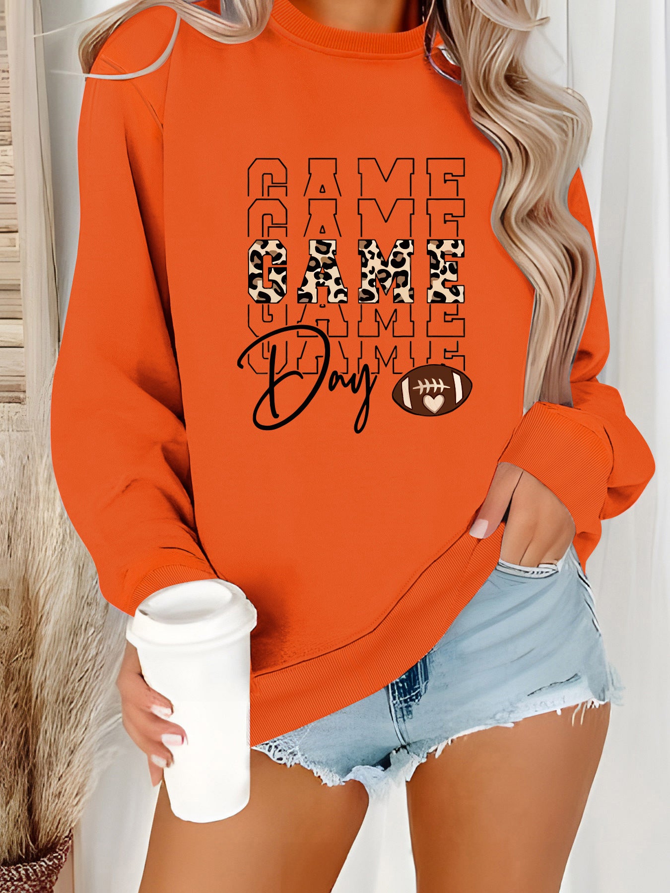 Round neck GAME printed pullover sweatshirt sweatshirt
