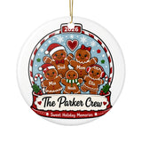 Personalized Gingerbread Family Snow Globe Ornament, Custom Family Names, Christmas Keepsake Gift