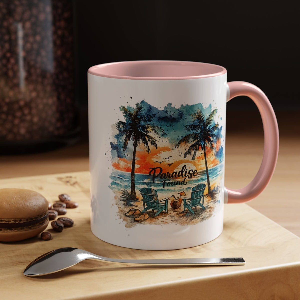 Tropical Beach Paradise Coffee Mug, Coastal Vacation Mug, Paradise Found Beach Lover Gift, Ocean Sunset Coffee Cup, Island Life Mug