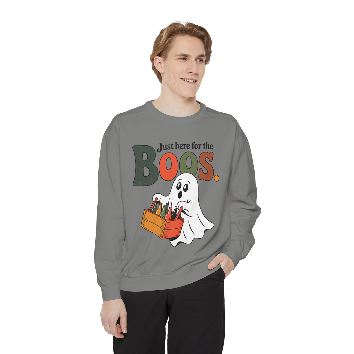 Funny Halloween Ghost Sweatshirt, Where My Boos At Party Pullover, Spooky Season Drinking Gift for Beer Lover, Adult Costume Party Outfit