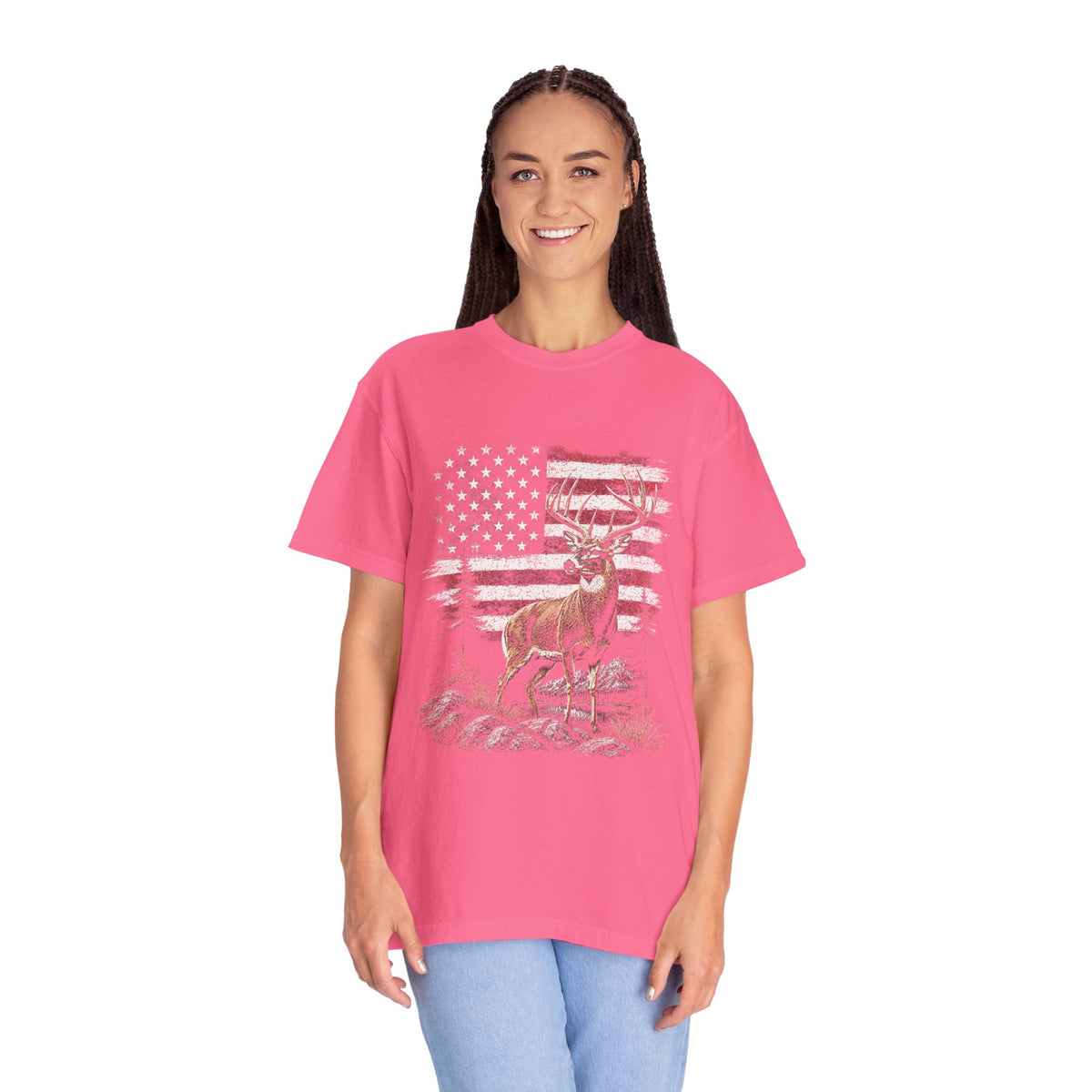 Patriotic Deer Shirt, American Flag Buck T Shirt, Deer Lover Gift, Outdoors Graphic Tee, Country Style Shirt, Fourth of July Gift