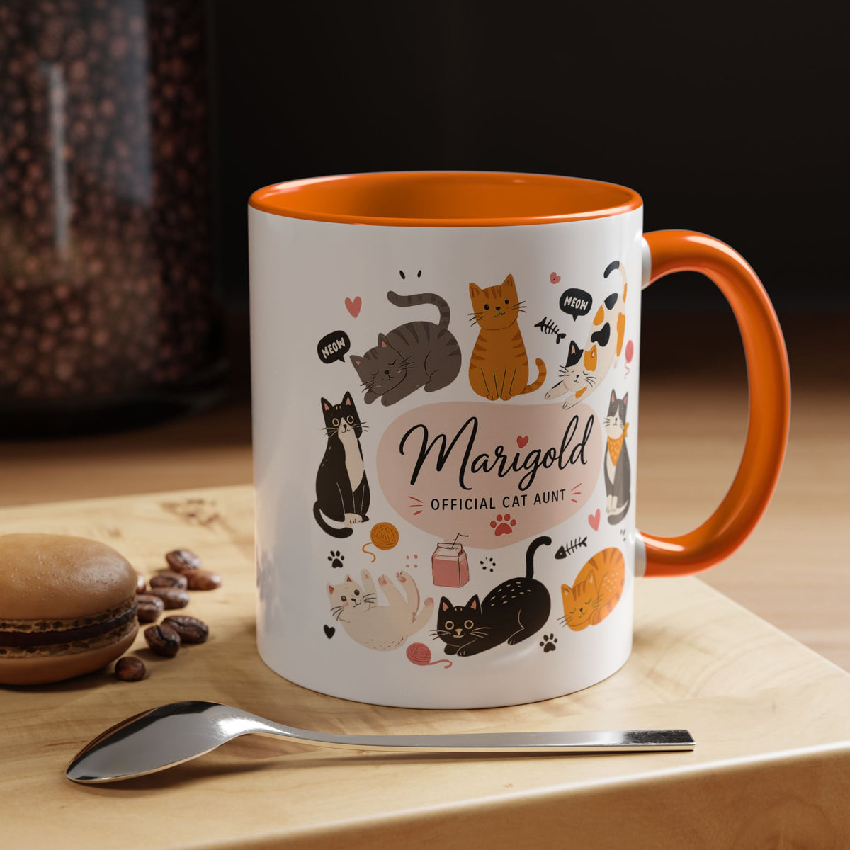 Personalized Cat Aunt Coffee Mug, Custom Cat Mom Style Mug with Name, Official Cat Aunt Gift, Cat Lover Coffee Cup, Pet Owner Mug