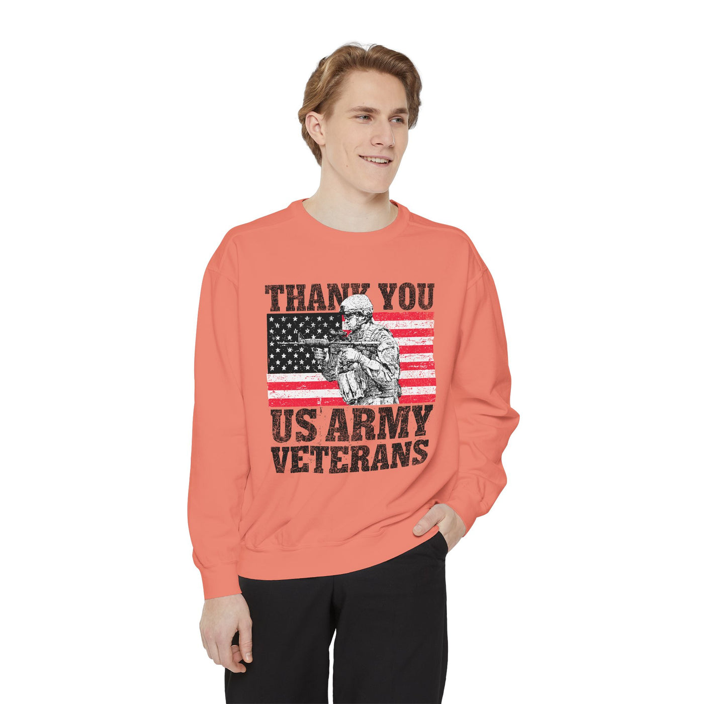 Thank You US Army Veterans Sweatshirt, Patriotic Soldier Crewneck, Military Appreciation Gift, American Flag Pullover for Veterans Day
