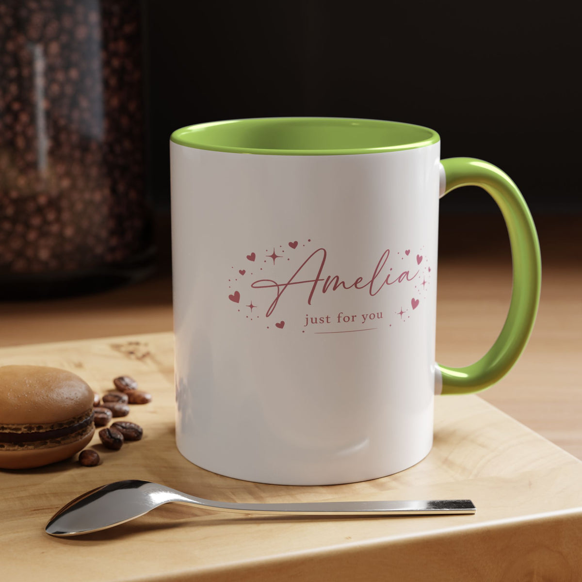 Personalized Name Coffee Mug, Custom Name Mug for Her, Just for You Gift Mug, Minimalist Pink Coffee Cup, Unique Birthday Gift
