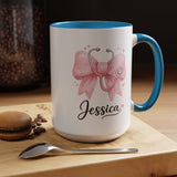 Personalized Nurse Mug, Custom Nurse Name Coffee Mug, Pink Stethoscope Gift, RN Appreciation Gift, Nurse Graduation Cup