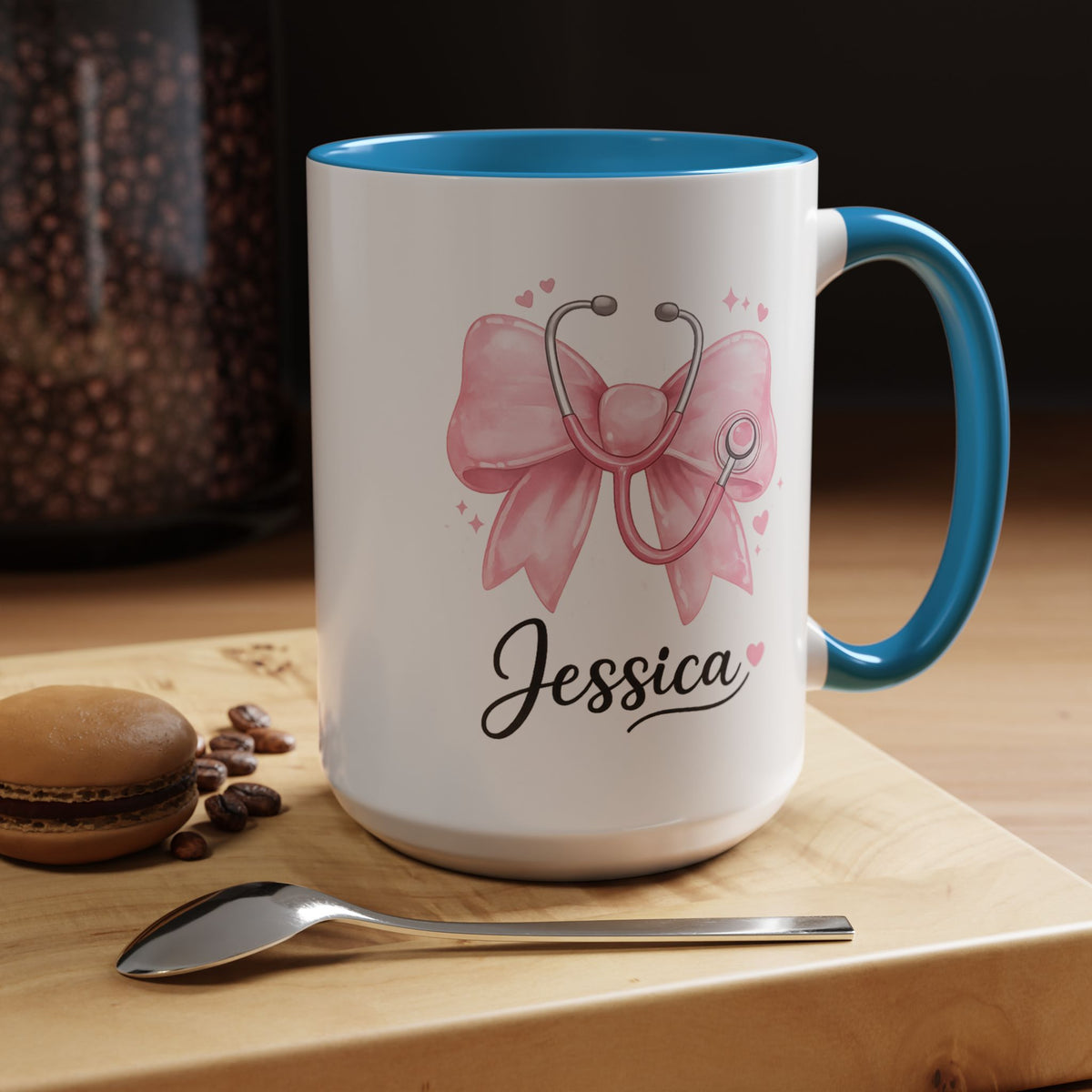 Personalized Nurse Mug, Custom Nurse Name Coffee Mug, Pink Stethoscope Gift, RN Appreciation Gift, Nurse Graduation Cup