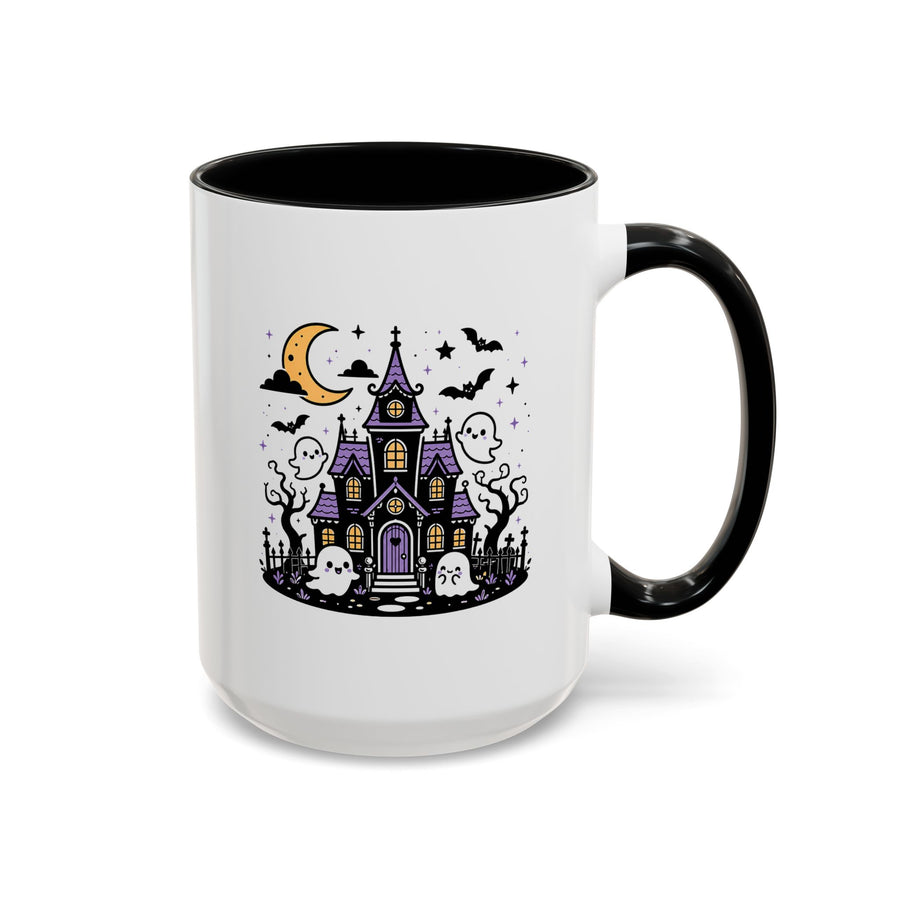 Cute Haunted House Mug, Kawaii Ghost Halloween Coffee Cup, Spooky Season Gift for Her, Purple Witchy Decor, Cozy Fall Birthday Present
