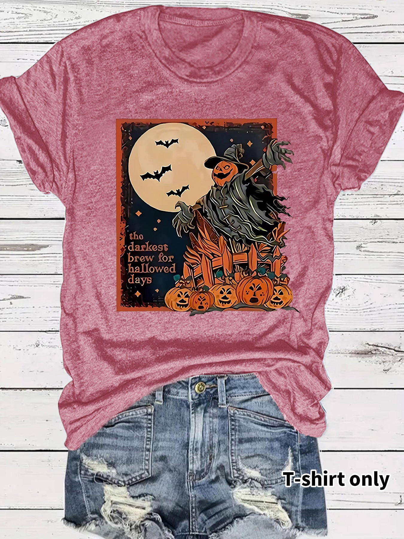 Halloween pumpkin horror element short sleeved shirt