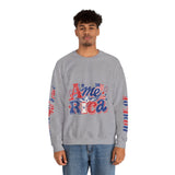 America Graphic Sweatshirt, Vintage USA Pullover, Patriotic American Flag Top, Fourth of July Outfit, Americana Gift for Women
