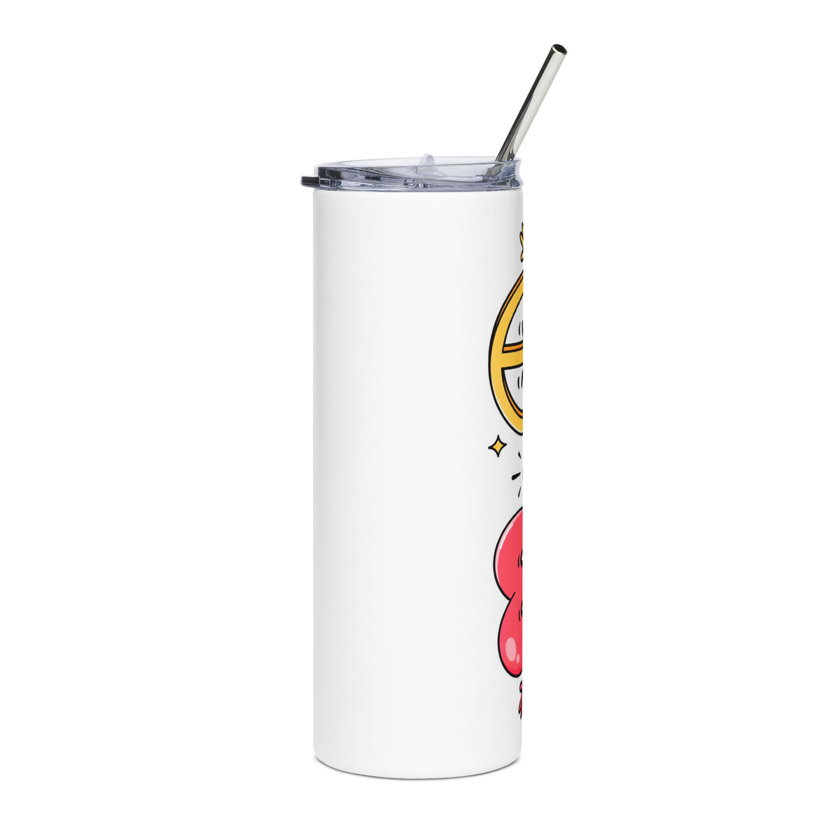 Cute Heart Skinny Tumbler, Heart and Peace Sign Cup, Kawaii Love Gift for Her, Whimsical Character Drinkware, Cheerful Gift