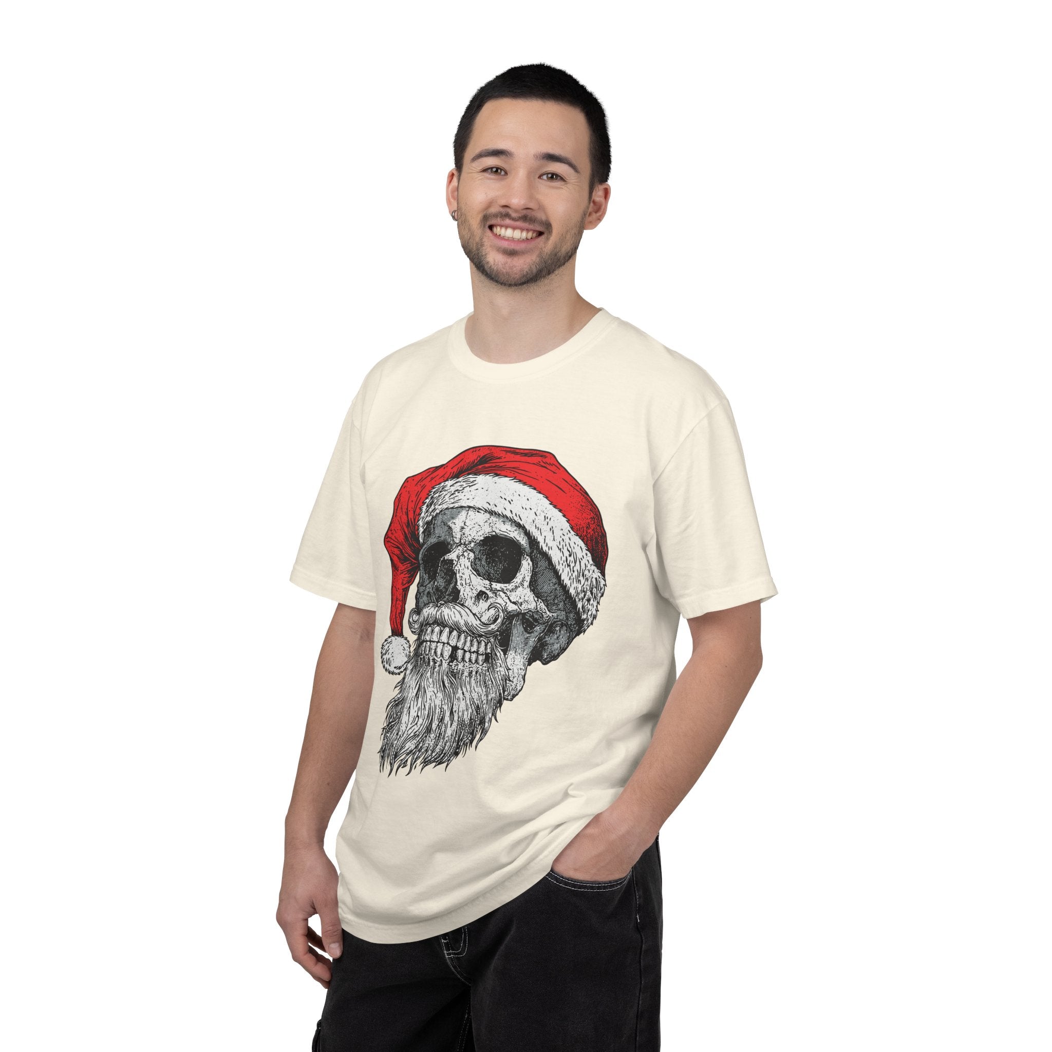 Skull Santa Shirt, Gothic Christmas T-Shirt, Creepy Holiday Skeleton Tee, Alternative Xmas Gift for Metalhead, Biker or Horror Fan
