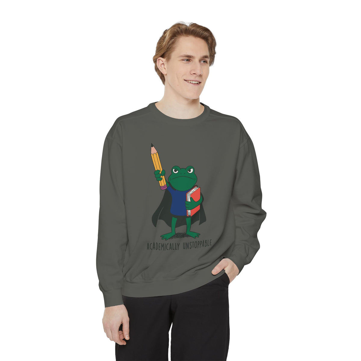 Academically Unstoppable Frog Sweatshirt, Funny Teacher Shirt, Book Lover Gift for Educator, Back to School Outfit, Classroom Crewneck