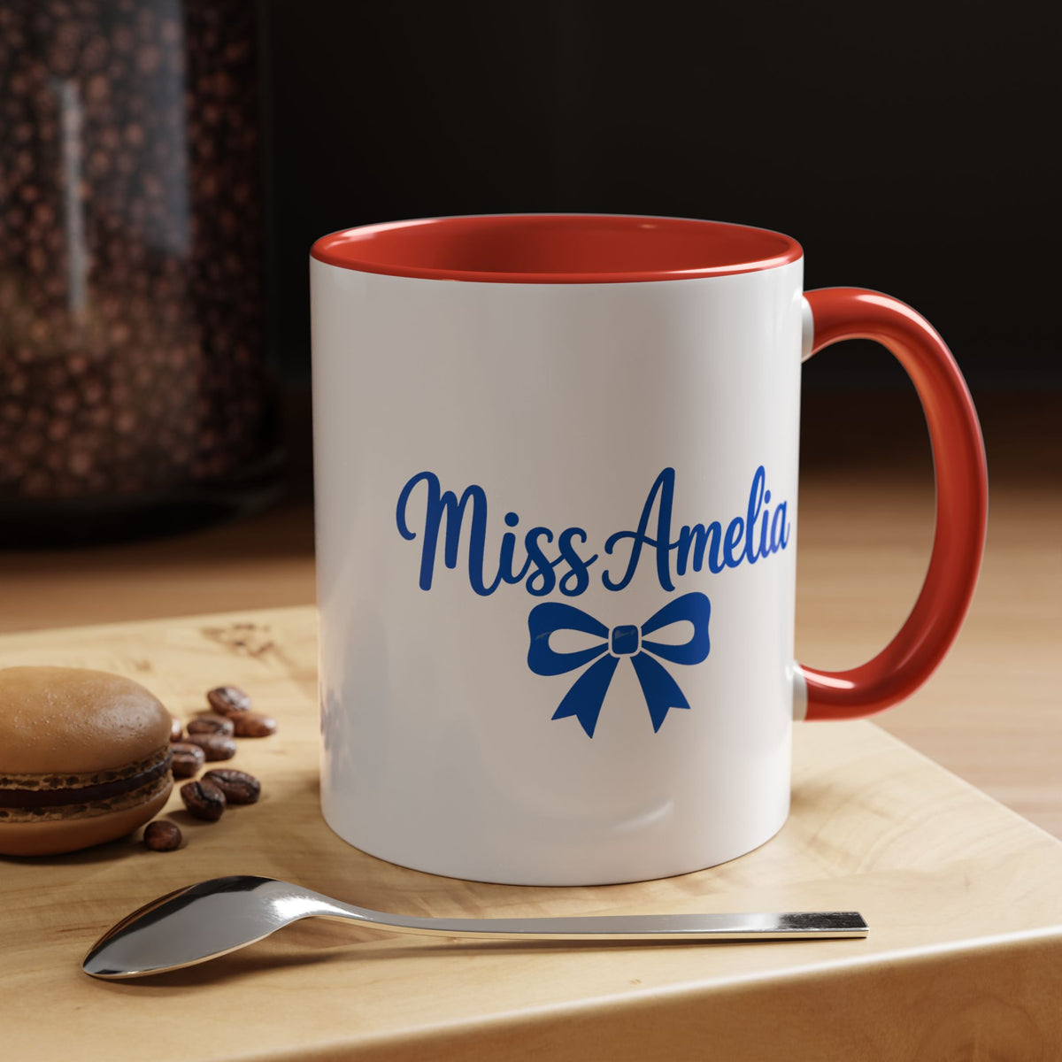 Personalized Teacher Name Mug, Custom Teacher Coffee Mug with Bow Design, Teacher Appreciation Gift, Classroom Desk Mug for Educators