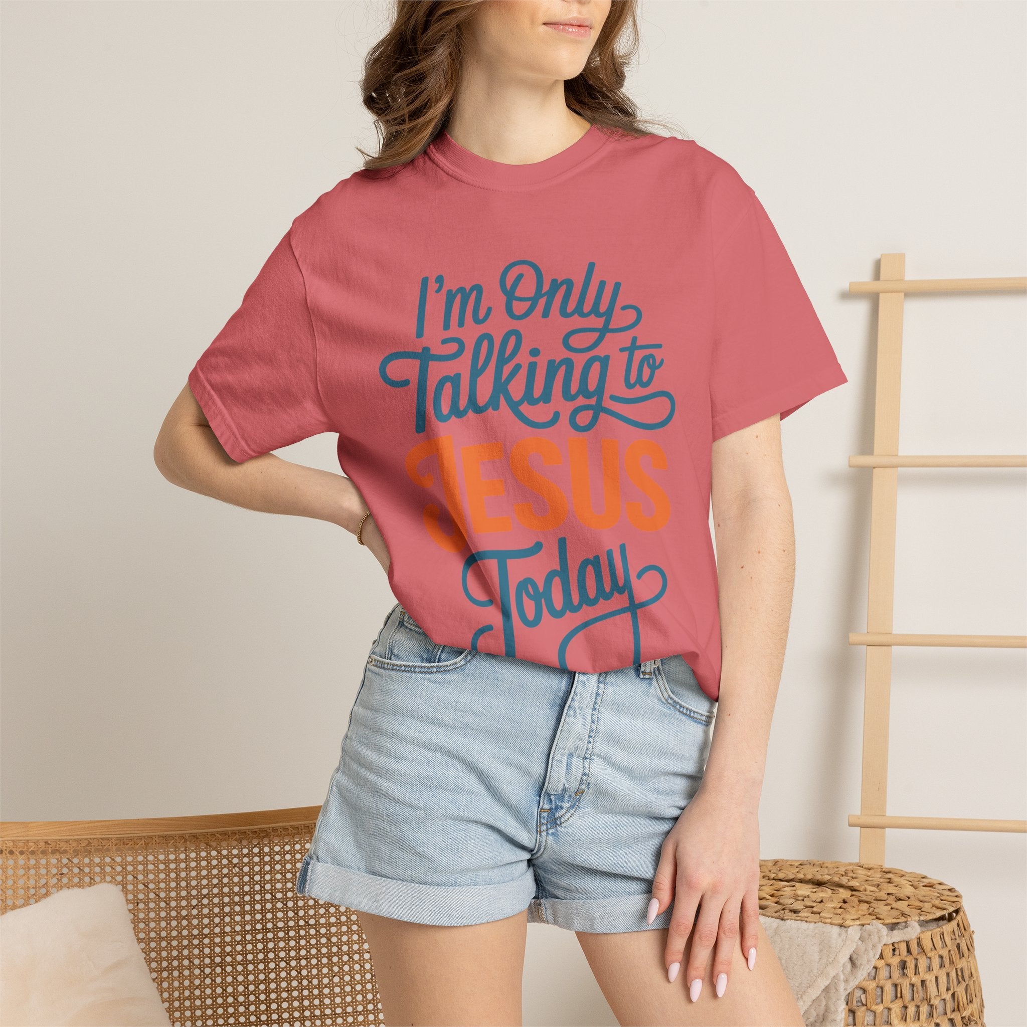 Christian Faith Comfort Colors Shirt, I'm Only Talking To Jesus Today Tee, Religious Graphic Shirt, Prayer Warrior Gift for Women
