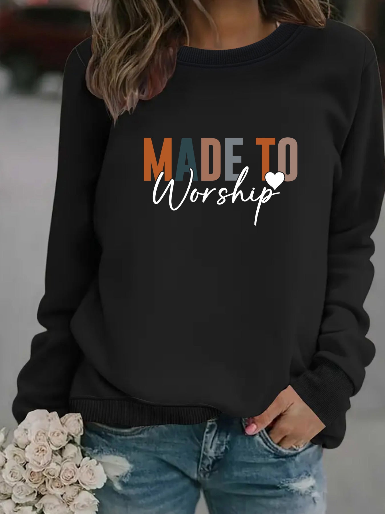 Round neck MADETO printed pullover sweatshirt sweatshirt