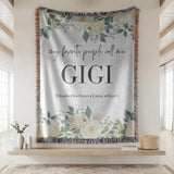 Personalized Gigi Gift Woven Blanket Custom Grandma Name Blanket Grandmother Floral Throw Mothers Day Gift