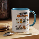 Funny Cat Science Coffee Mug, Feline Formulas Cat Lover Mug, Chemistry Cat Gift, Nerdy Cat Mom Cup for Scientists & Students