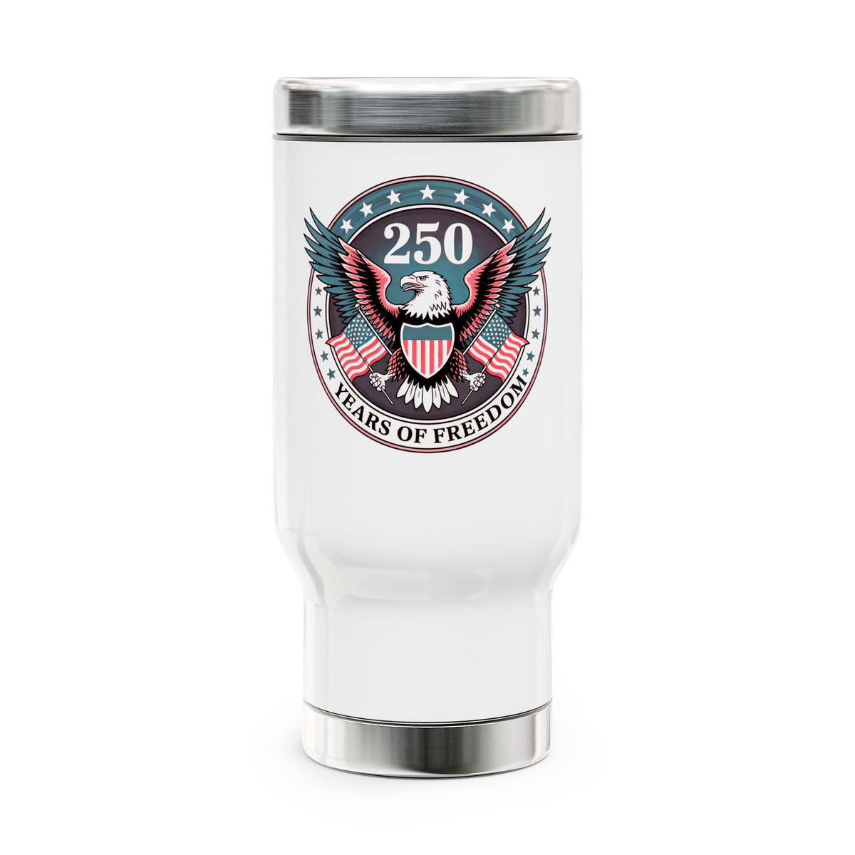 America 250 Travel Mug, 250 Years of Freedom Stainless Steel Cup, Patriotic USA Gift, 4th of July Drinkware, American Eagle Gift