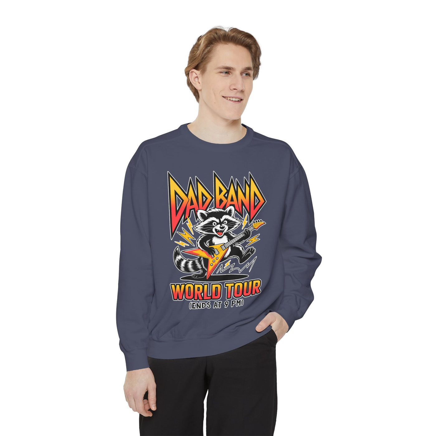 Funny Dad Band Comfort Colors Sweatshirt, Raccoon Rock Band Crewneck, World Tour Ends at 9 PM Sweatshirt, Father's Day Gift