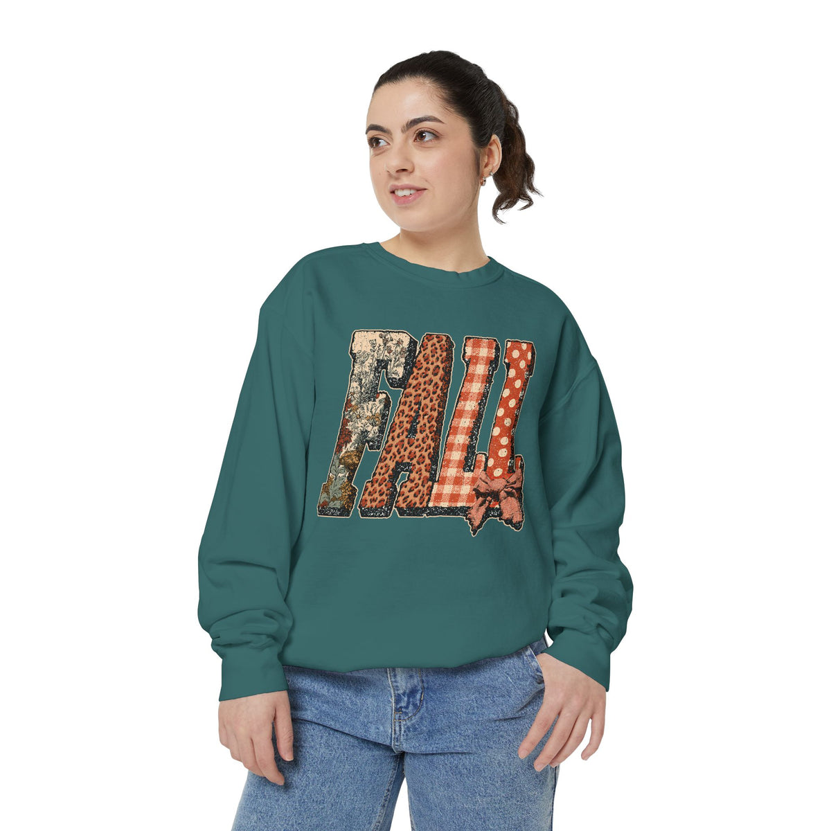 Patchwork Fall Sweatshirt, Floral Leopard Plaid Autumn Pullover, Coquette Bow Seasonal Gift for Women, Cozy Thanksgiving Outfit for Her