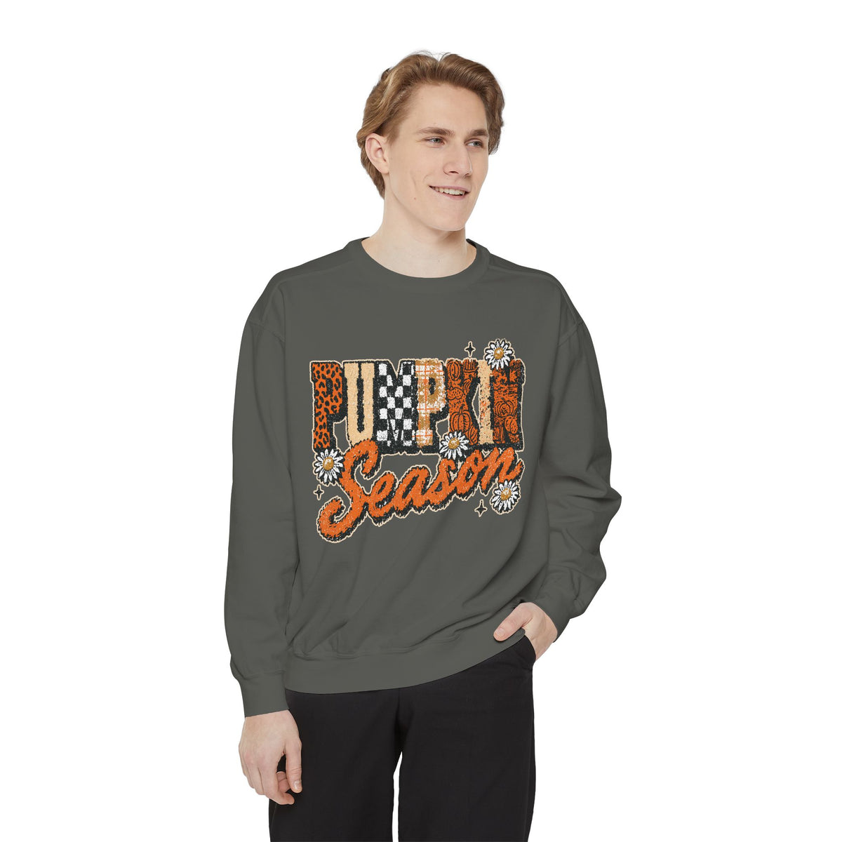 Pumpkin Season Sweatshirt, Retro Leopard Checker Fall Pullover, Cute Autumn Gift for Women, Cozy Thanksgiving October Outfit for Her