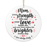 Personalized Mom Christmas Ornament, Custom Name Keepsake, Heartfelt Gift for Mother, Sentimental Christmas Gift from Daughter or Son