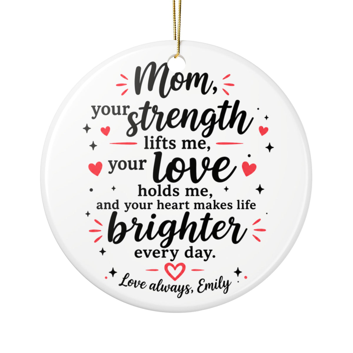 Personalized Mom Christmas Ornament, Custom Name Keepsake, Heartfelt Gift for Mother, Sentimental Christmas Gift from Daughter or Son