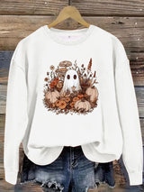 Round neck cartoon ghost print pullover sweatshirt sweatshirt sweatshirt