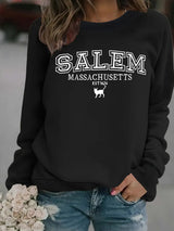 Salem Massachusetts Cat Sweatshirt, Halloween Graphic Crewneck Pullover