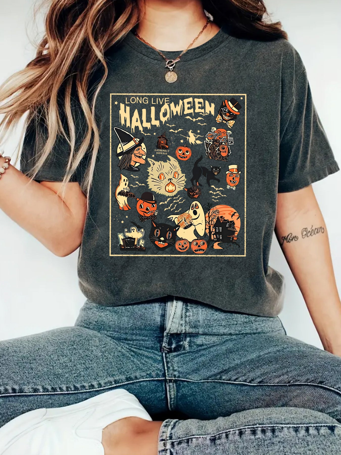 HALLOWEEN Pattern Round Neck Short Sleeve