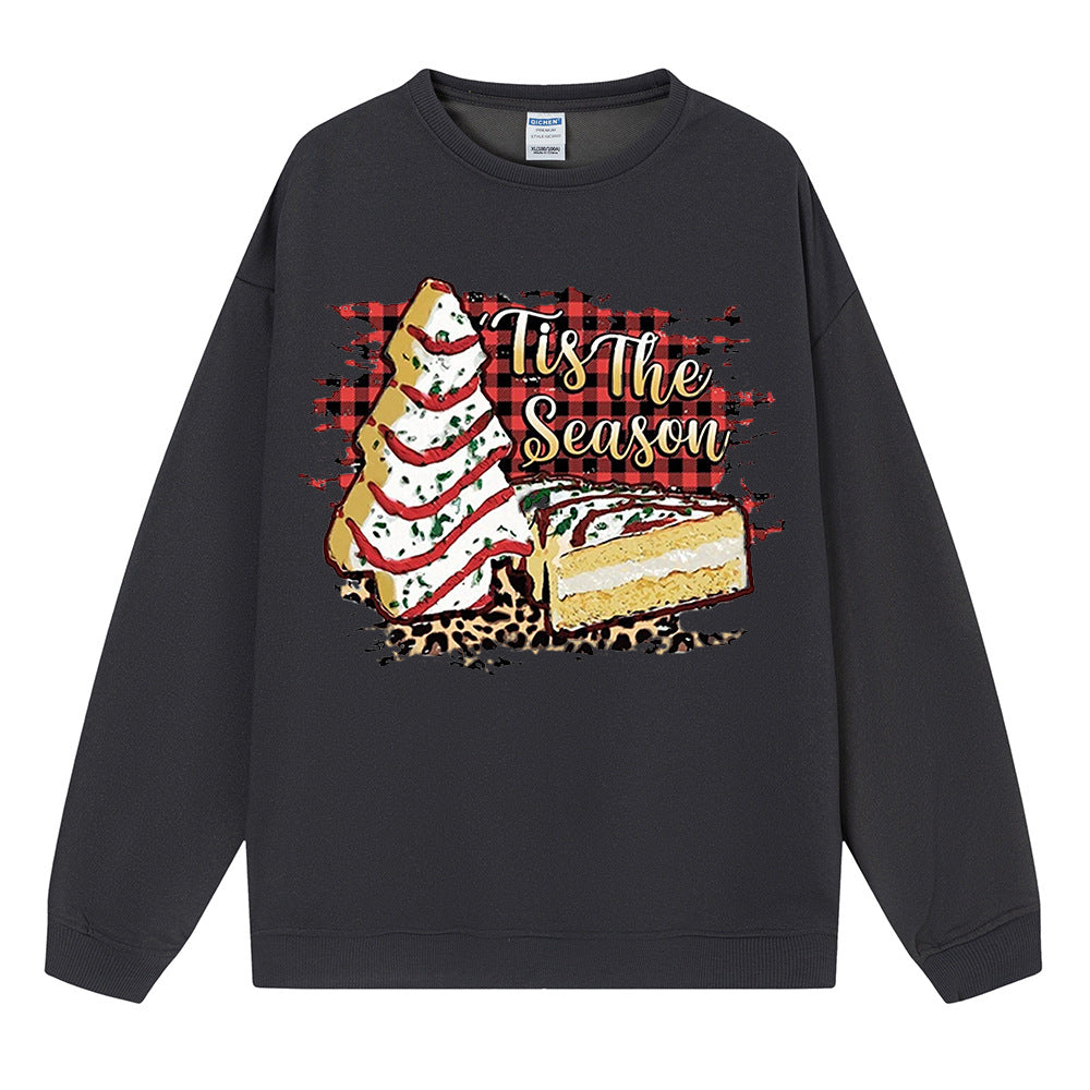 Cake print Christmas sweatshirt for ladies