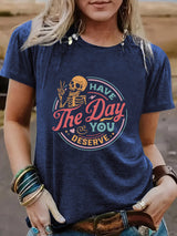 Halloween pattern round neck short sleeved shirt