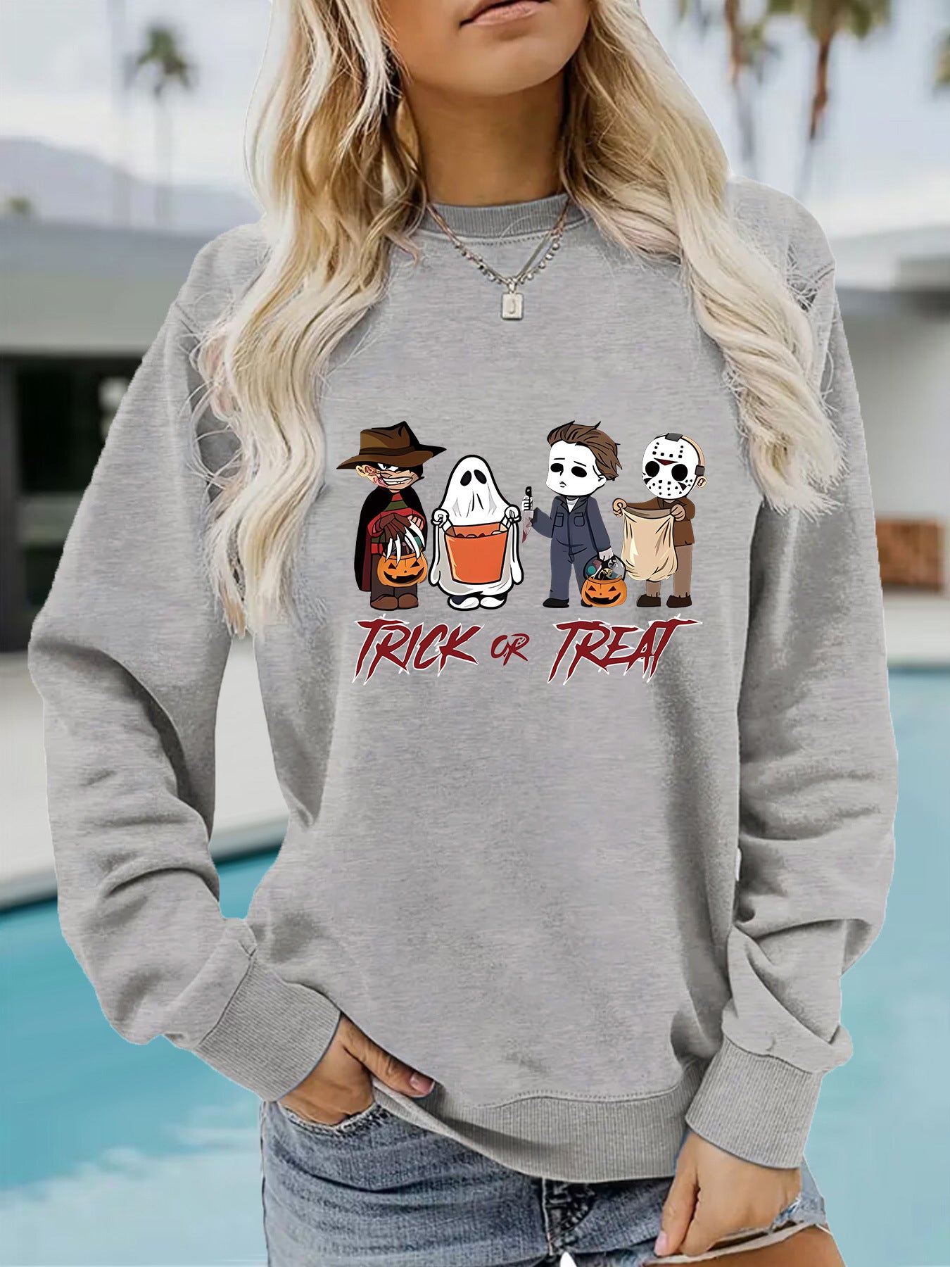 Printed pullover sweatshirt sweatshirt