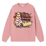 Cake print Christmas sweatshirt for ladies