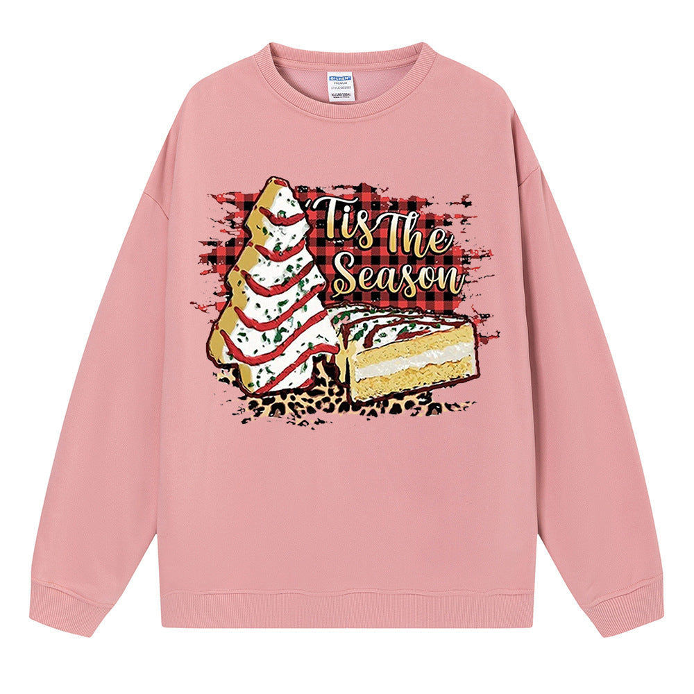Cake print Christmas sweatshirt for ladies