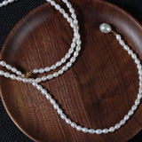 80cm Long Natural Pearl Chain Necklace for Women Female Jewelry Real Mini Small Baroque Pearl Tassel Necklace Choker