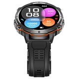 Black smart watch bracelet with AMOLED touchscreen showing heart rate reading