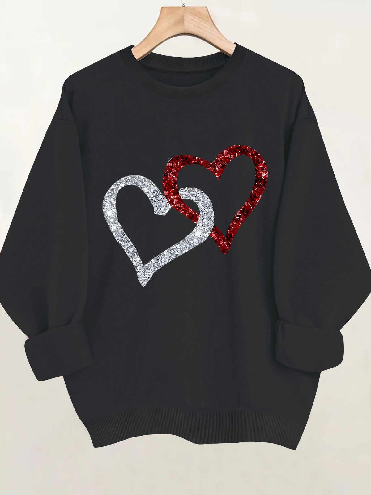 Printed loose women's fleece hoodie