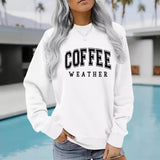 Round neck COFFEE printed pullover sweatshirt sweatshirt