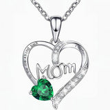 Heart-shaped Engraved Rhinestone Necklace for Mom