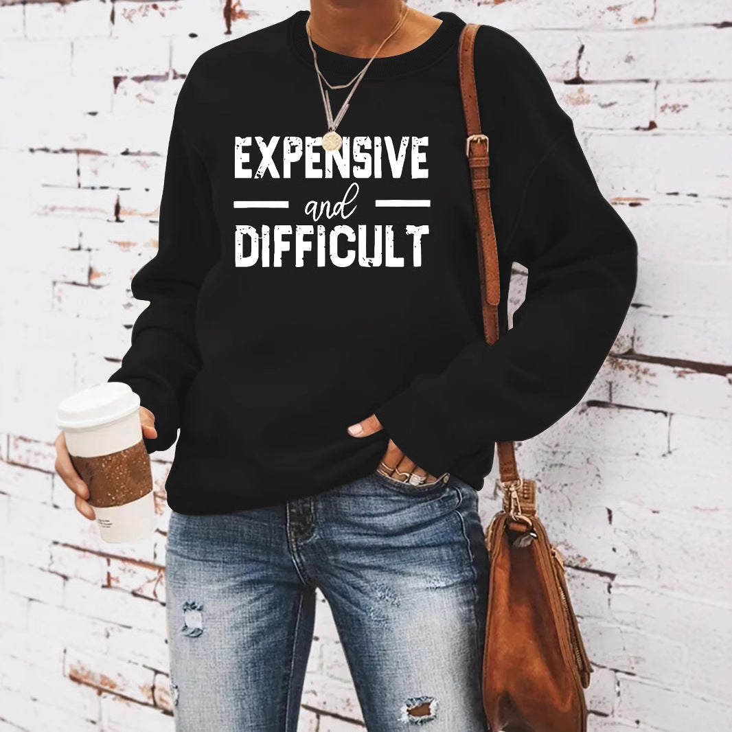 Round neck EXPENSIVE printed pullover sweatshirt sweatshirt