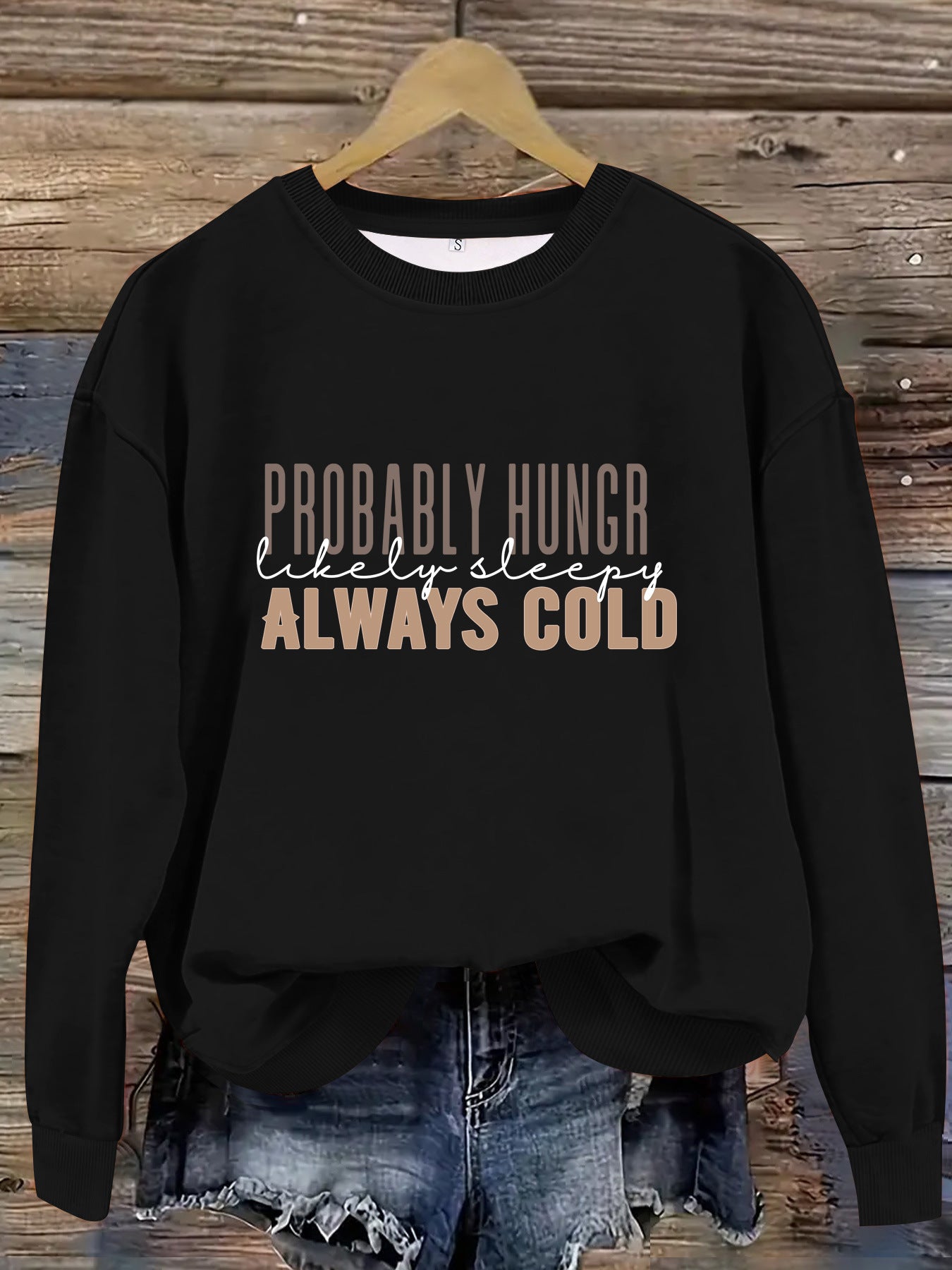 Round neck slogan printed pullover sweatshirt sweatshirt