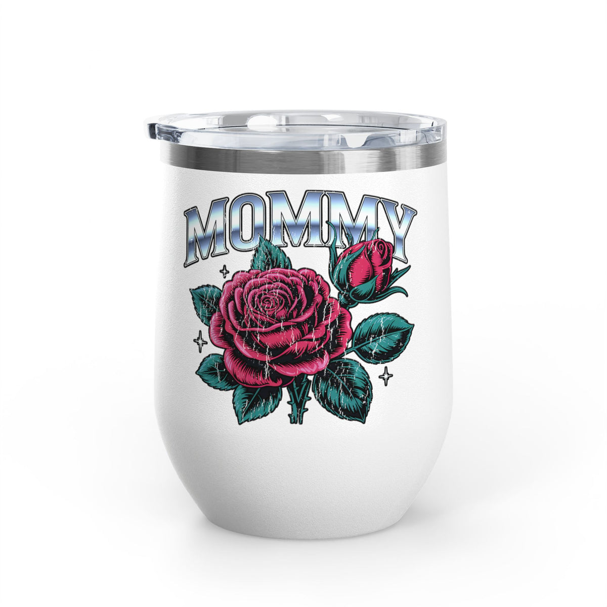 Mommy Rose Wine Tumbler, Pink Floral Cup, Mother's Day Gift for Mom, Birthday Present for Mama and Floral Lovers
