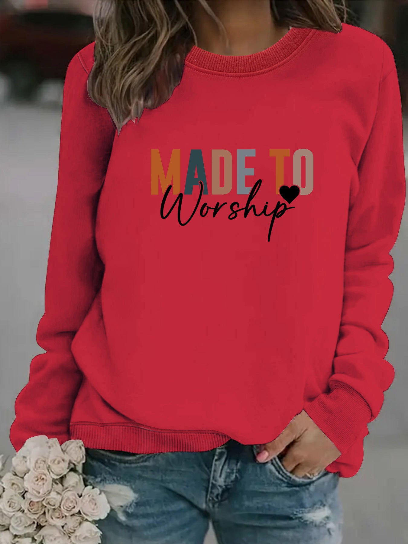 Round neck MADETO printed pullover sweatshirt sweatshirt