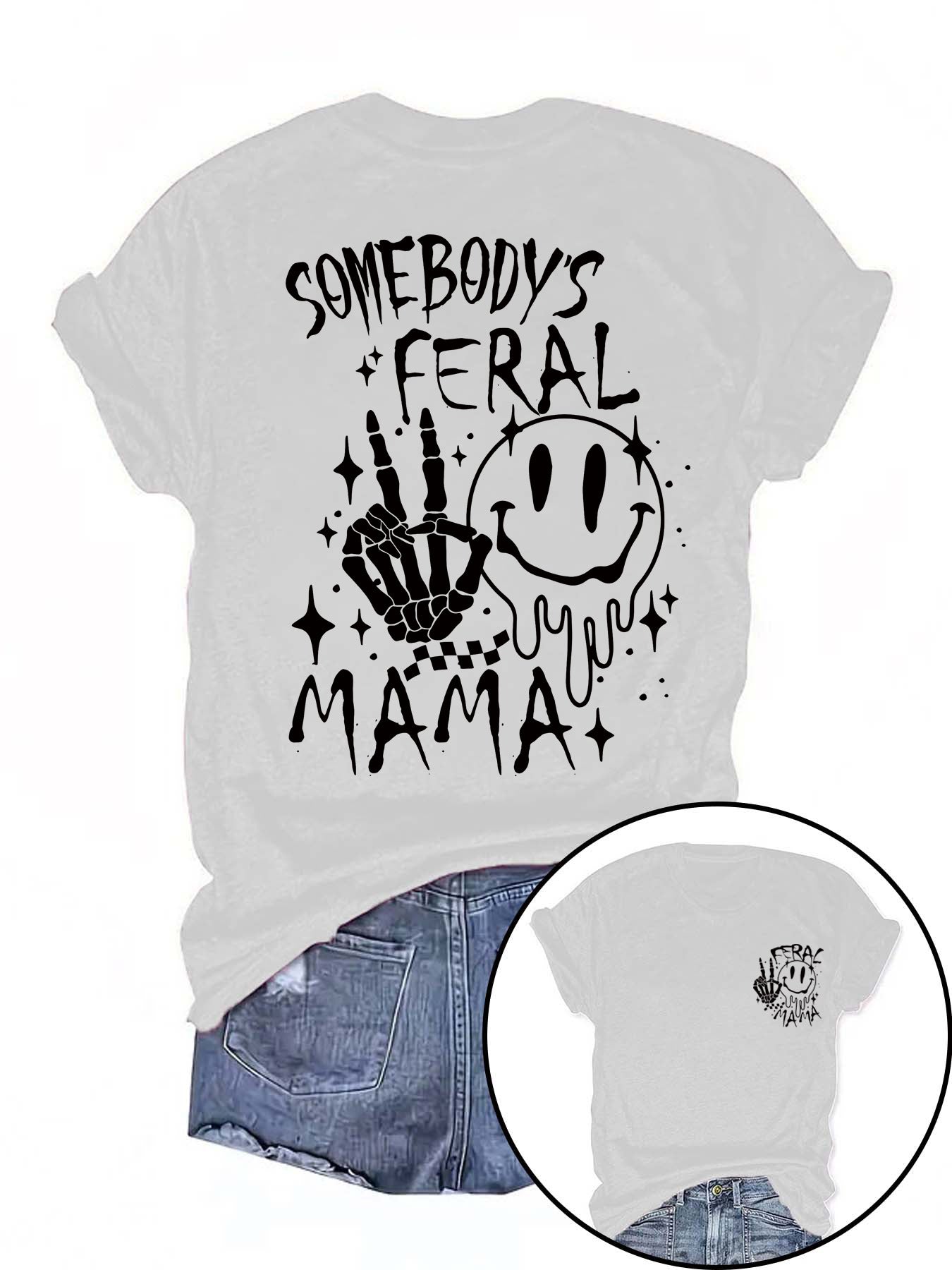 Halloween pattern round neck short sleeved shirt