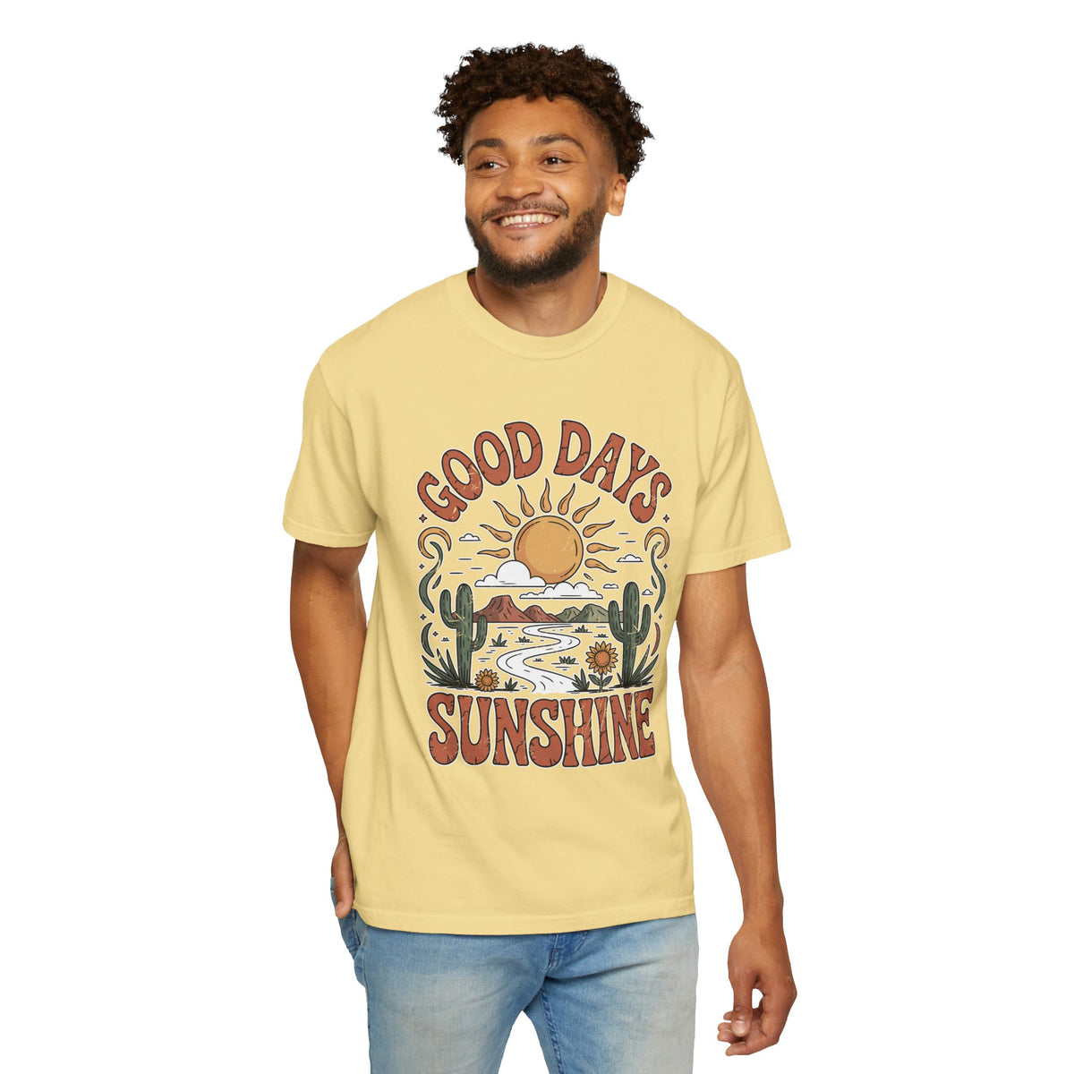 Positive Sunshine Comfort Colors Shirt, Good Days Sunshine Graphic Tee, Retro Desert Nature Shirt, Boho Summer Aesthetic Tee