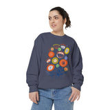 Retro Floral Graphic Sweatshirt, Colorful Botanical Pullover for Flower Lovers, Mid Century Garden Top, Cheerful Nature Gift for Her